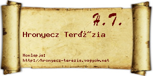 Hronyecz Terézia névjegykártya
